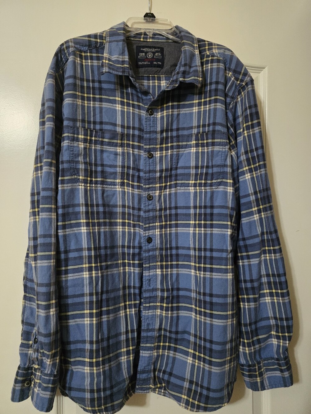 AE Blue Plaid Long-Sleeve Men's Shirt